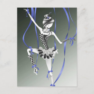 Clown Puppet Blue Ribbon Postcard