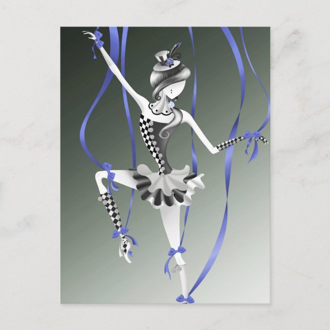 Clown Puppet Blue Ribbon Postcard (Front)