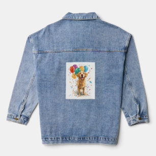 Clown Retriever – Circus Dog with Balloons Denim Jacket