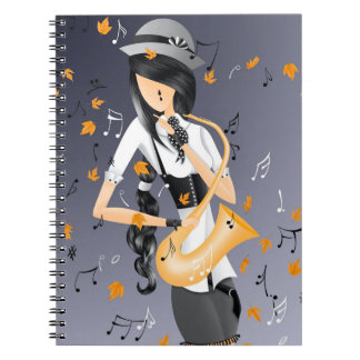 Clown Saxophonist Golden Harvest Notebook