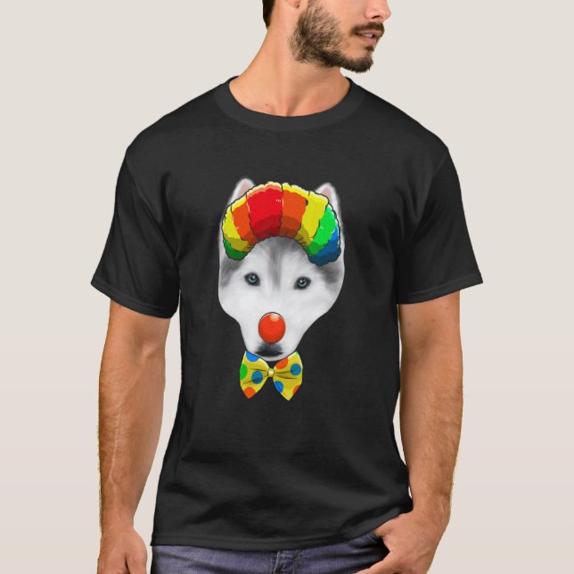 Clown Siberian Husky Circus Dog T-Shirt (Front)