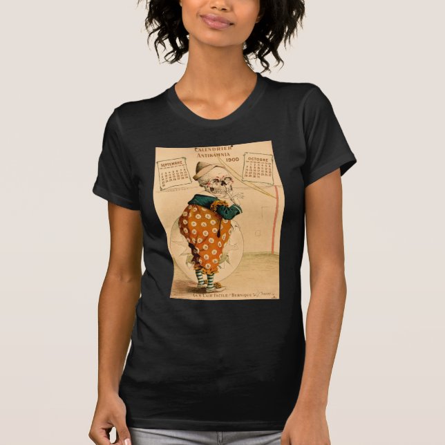 Clown Skeleton Vintage Illustration T-Shirt (Front)