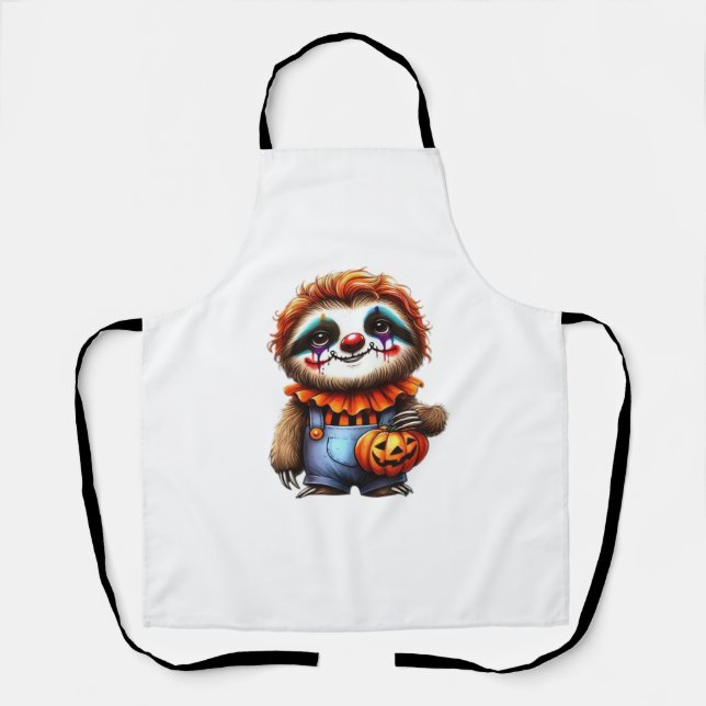 Clown Sloth Halloween Oversized T-Shirt Apron (Front)