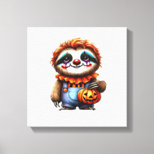 Clown Sloth Halloween Oversized T-Shirt Canvas Print