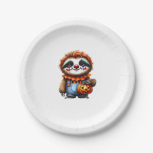Clown Sloth Halloween Oversized T-Shirt Paper Plate