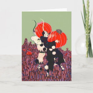 Clown Stealing Pumpkin Patch Card