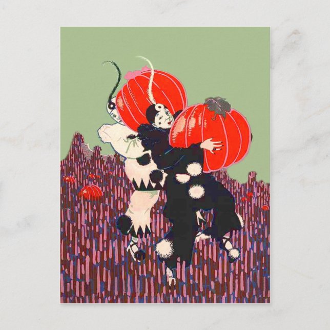 Clown Stealing Pumpkin Patch Postcard (Front)