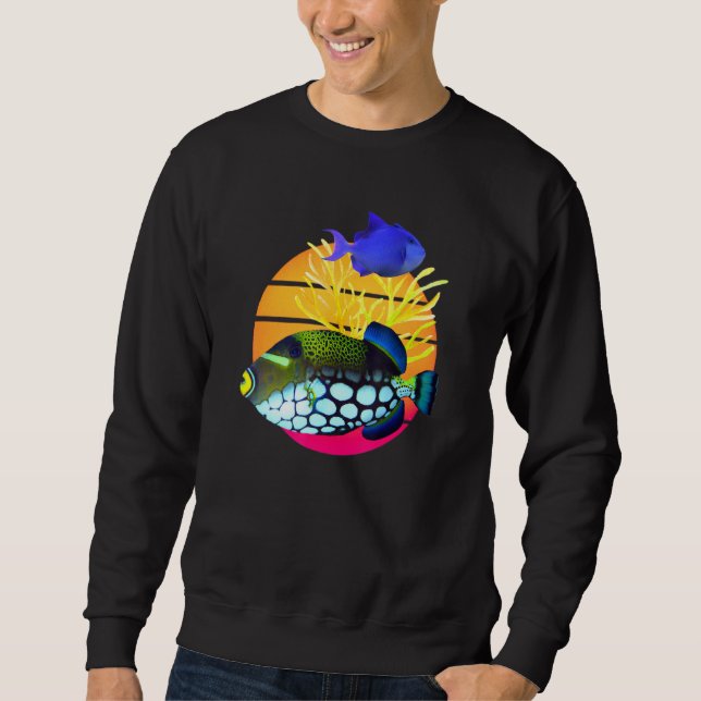 Clown Trigger Niger Trigger Fish Agressive Saltwat Sweatshirt (Front)
