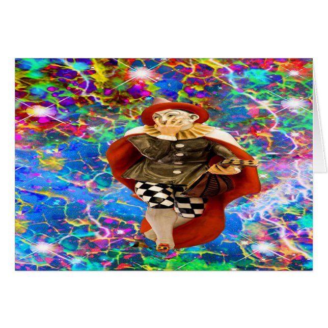 Clown Troubadour Birthday Card (Front Horizontal)
