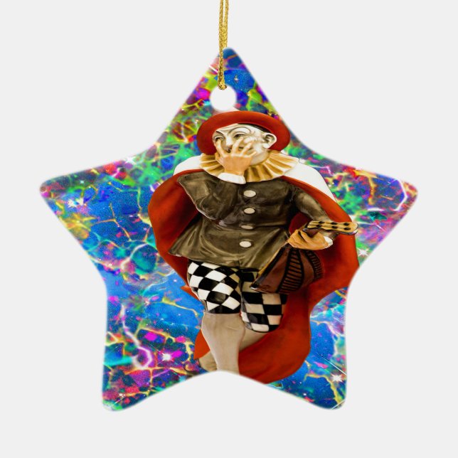 Clown Troubadour Ceramic Tree Decoration (Front)