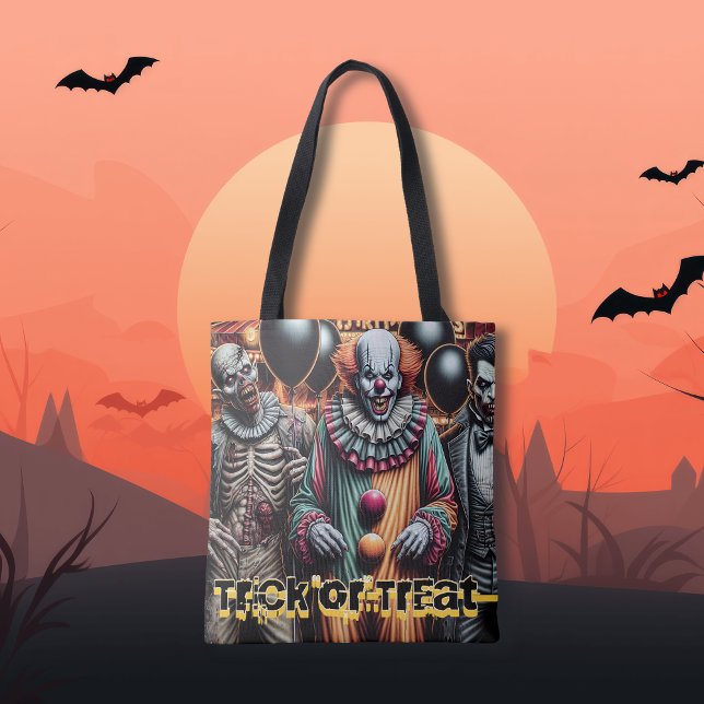 Clown, Vampire and Zombie Halloween Trick or Treat Tote Bag (Creator Uploaded)