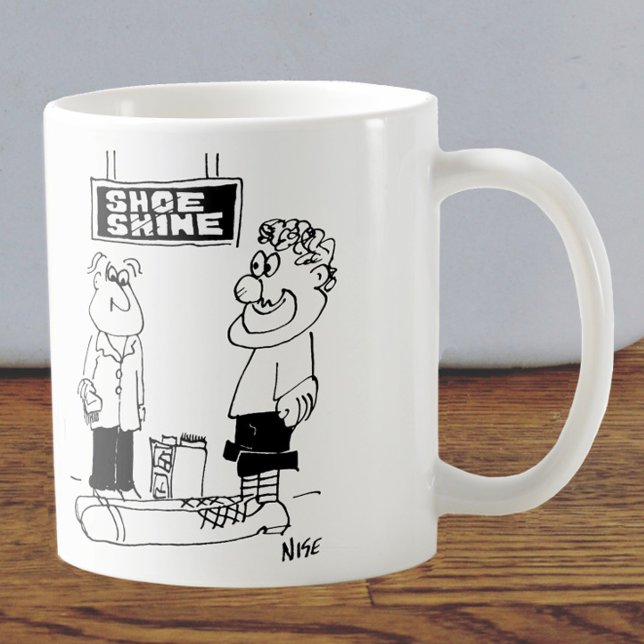 Clown with Big Shoes Goes for a Shoe Shine. Funny Coffee Mug (Creator Uploaded)