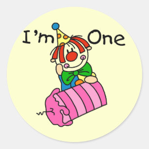 Clown with Candle 1st Birthday Tshirts and Gifts Classic Round Sticker
