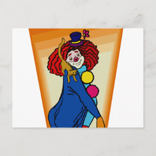 Clown with kitty postcard