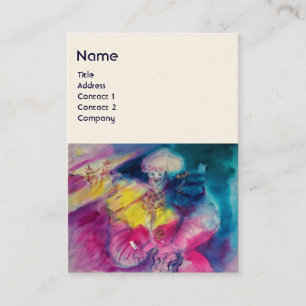 CLOWN WITH OWL AND VIOLIN MONOGRAM, pink blue Business Card