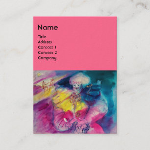CLOWN WITH OWL AND VIOLIN ,yellow, pink blue Business Card