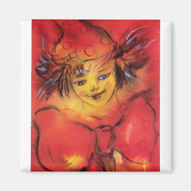 CLOWN WITH RED RIBBON MAGNET (Front)