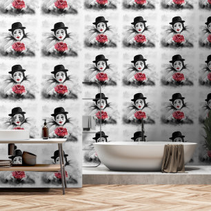 Clown with Rose Art Painting Wallpaper