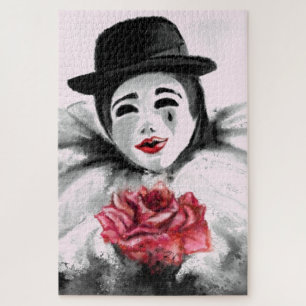 Clown with Rose Jigsaw Puzzle Gift - Painting