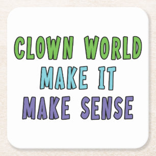Clown World Square Paper Coaster