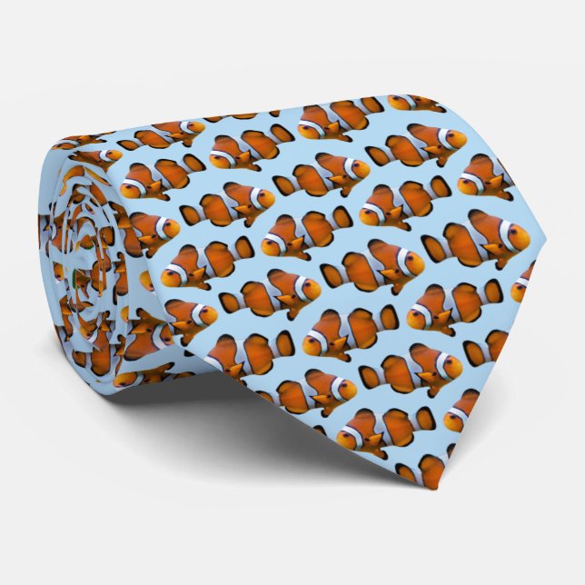 Clownfish Frenzy Tie (Light Blue) (Rolled)