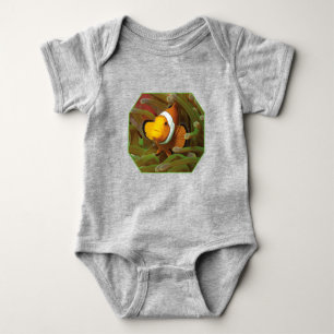 Clownfish in green anemone. Photographic Design Baby Bodysuit