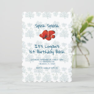 Clownfish Nautical First Birthday Invitation