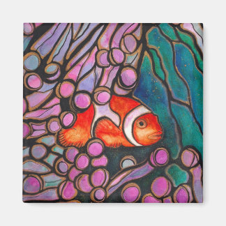 Clownfish Sea Anemone "Stained Glass" design! Magnet