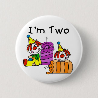 Clowns and Candles 2nd Birthday Tshirts and Gifts 6 Cm Round Badge