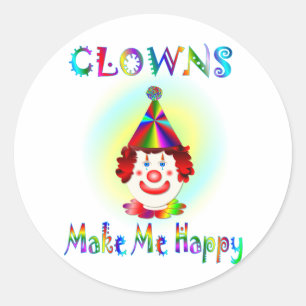 Clowns Make Me Happy Classic Round Sticker