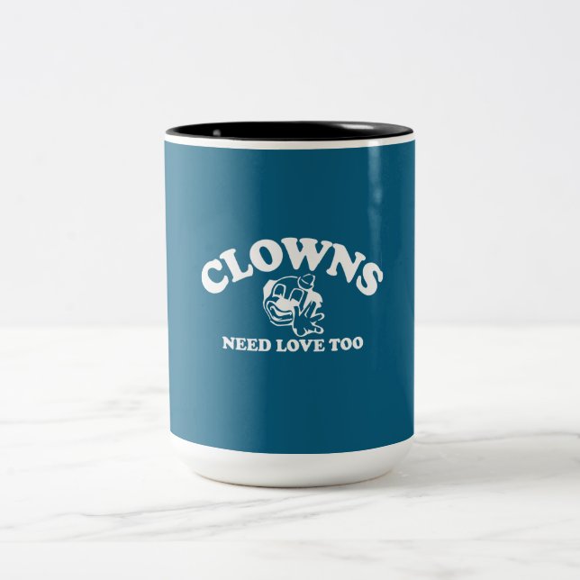 Clowns Need Love Too Two-Tone Coffee Mug (Center)