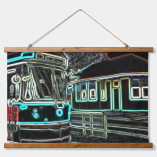 CLRV Neon at stn 91x66cm Wood Topped Wall Tapestry