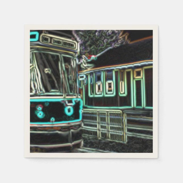 CLRV Neon at stn Ecru Paper Napkin (50 pk) (Front)