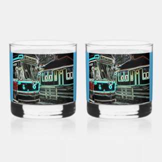 CLRV Neon at stn Printed Rocks Glass Set of 2