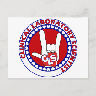 CLS CLINICAL LABORATORY SCIENTIST I LOVE LOGO ASL POSTCARD