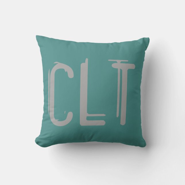 CLT Airport Grunge Typography Cushion (Front)