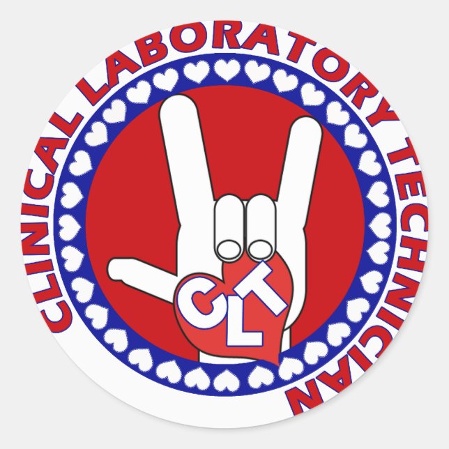 CLT CLINICAL LAB TECH ASL iLOVE LOGO Classic Round Sticker (Front)