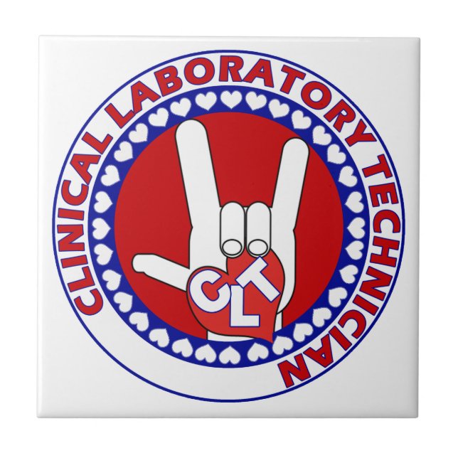 CLT CLINICAL LAB TECH ASL iLOVE LOGO Tile (Front)