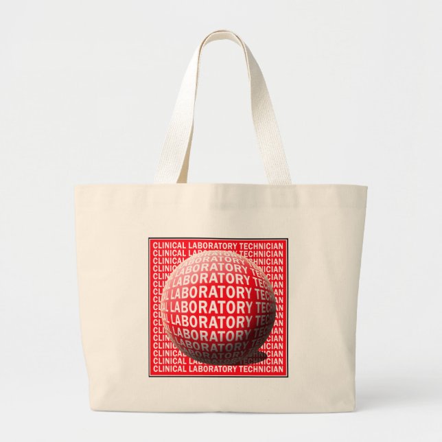 CLT SPHERE BLOOD DROP CLINICAL LABORATORY TECH LARGE TOTE BAG (Front)