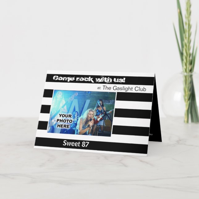 Club Band Party Photo Invitation (Stripes) (Front)