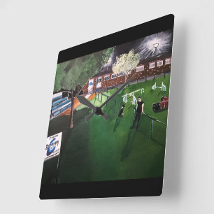 Club Canino Boomerang Painting by Alfred Fox Square Wall Clock