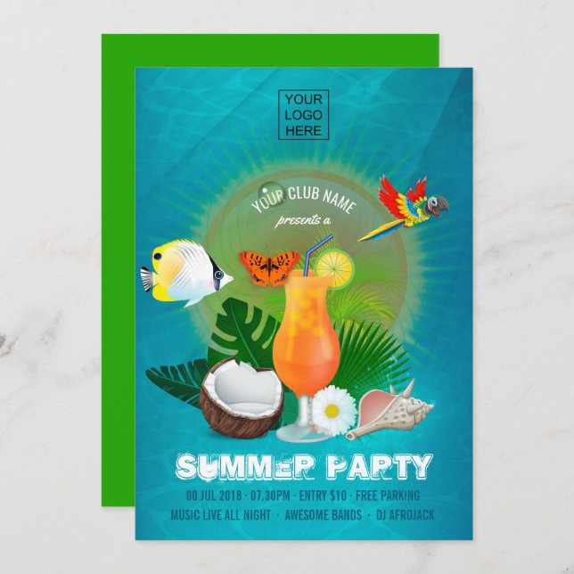 Club/Corporate Summer Cocktail Party Invitation (Front/Back)