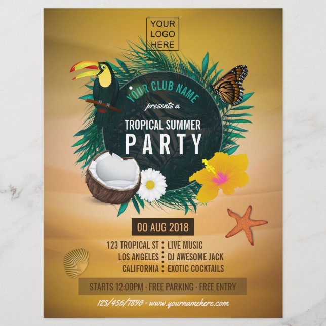 Club/Corporate Tropical Summer add photo and logo Flyer (Front)