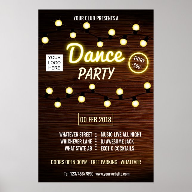 Club Deejay Dance Music Party add logo Poster (Front)