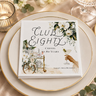 Club Eighty Grand Hotel 80th Birthday Napkins