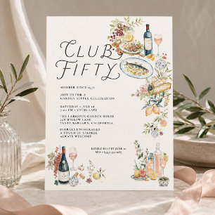 Club Fifty Garden Supper 50th Birthday Invitation