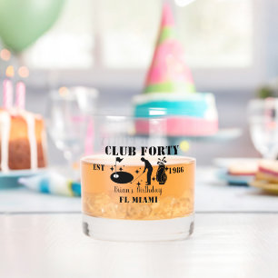 Club Forty Birthday golf Personalised 40th Bday Whiskey Glass
