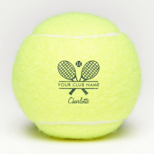 Club Name Tennis Player Green Script Personalised Tennis Balls
