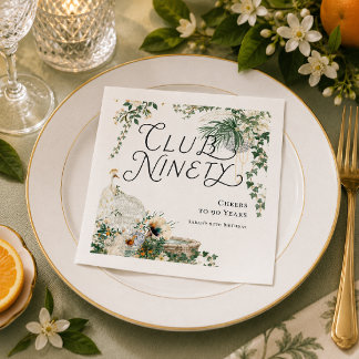 Club Ninety Garden Supper 90th Birthday Napkin