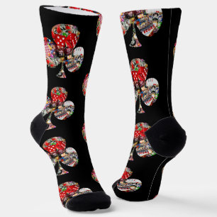Club Playing Card Shape Las Vegas Socks
